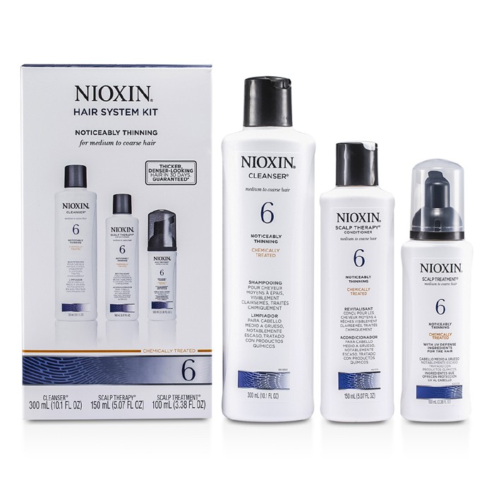 Nioxin Система 6 Набор для Средних и Жестких, Нормальных и Редеющих Волос: Очищающее Средство 300мл + Уход за Кожей Головы 150мл 3pcsProduct Thumbnail