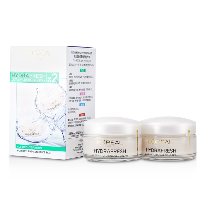 L'Oreal Hydrafresh 2 Ultra-Hydrating Creams (Day to Sensitive Skin) 2x50ml/1.7ozProduct Thumbnail