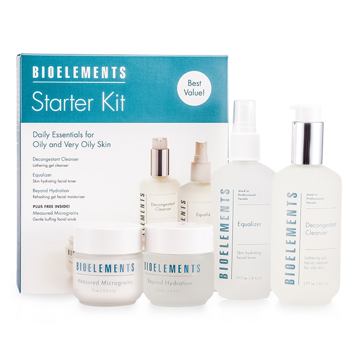 Bioelements Great Skin In A Box (Very Oily & Oily Skin): Decongestant Cleanser + Equalizer + Measured Micrograins + Beyond Hydration 4pcsProduct Thumbnail