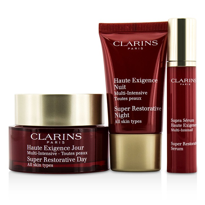 Clarins Super Restorative Collection: Day Cream 50ml + Night Wear 15ml + Serum 10ml + Bag 3pcs+1bagProduct Thumbnail