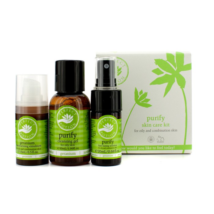 Perfect Potion Purify Skin Care Kit (Oily And Combination Skin): Purify Fine Tuning Solution 20ml/0.68oz + Purify Cleansing Gel 50ml/1.69oz + Geranium Moisturising Emulsion 15ml/0.5oz 3pcsProduct Thumbnail