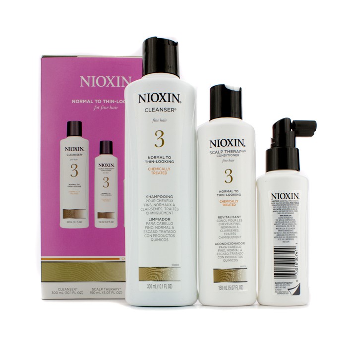 Nioxin System 3 System Kit For Fine Hair, Chemically Treated, Normal to Thin-Looking Hair: Cleanser 300ml + Scalp Therapy Conditioner 150ml + Scalp Treatment 100ml 3pcsProduct Thumbnail