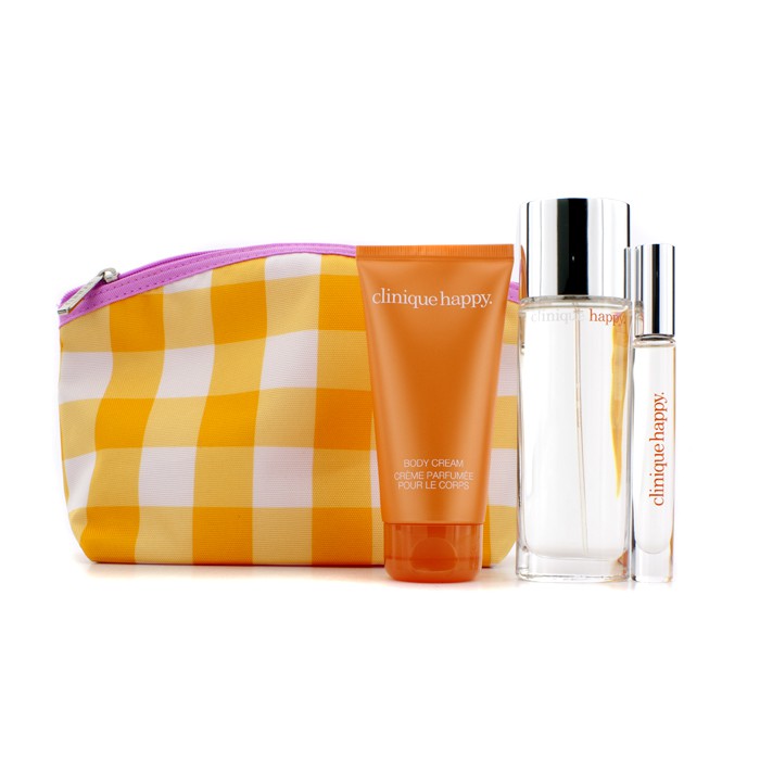 Clinique Perfectly Happy Coffret: Perfume Spray 50ml/1.7oz + Body Cream 75ml/2.5oz + Perfume Rollerball + Bag 3pcs+1bagProduct Thumbnail