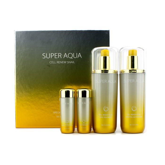 Missha Super Aqua Cell Renew Snail Special Gift Set: Moisturizer 130ml & 30ml + Skin Treatment 130ml & 30ml 4pcsProduct Thumbnail