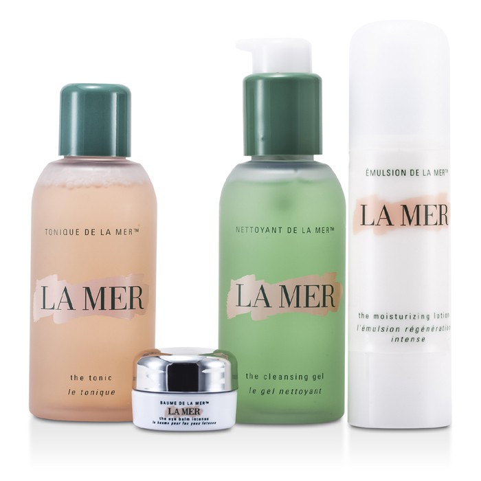 La Mer مجموعة الأساسيات: جل منظف 100 مل + تونك 100 مل + لوشن مرطب 50 مل + بلسم غني للعيون 5 مل + بلسم للشفاه 9 غرام + حقيبة 5pcs+1bagProduct Thumbnail