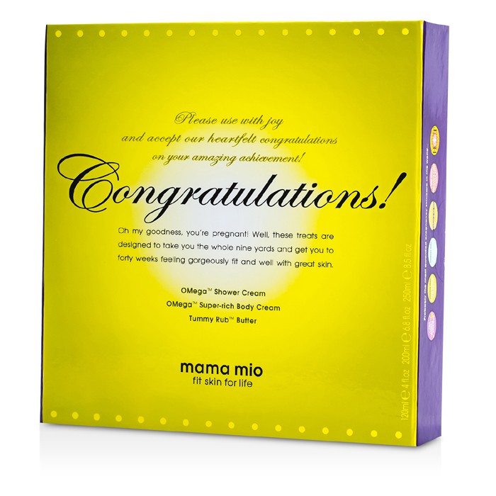 Mama Mio Gratulerer! Sett: Dusjkrem 250ml + Superrik Kroppskrem 200ml + Strekkmerker-Butter 120ml 3pcsProduct Thumbnail