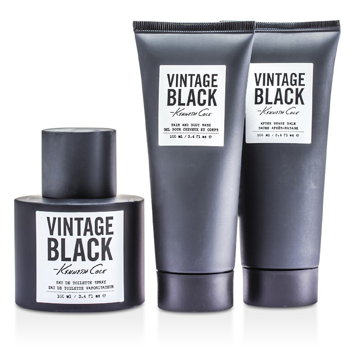 Kenneth Cole Vintage Black Coffret: Eau De Toilette Spray 100ml/3.4oz + Rambut & Tubuh Wash - Sabun Cair 100ml/3.4oz + After Shave Balm - Balsem Setelah Bercukur 100ml/3.4oz 3pcsProduct Thumbnail