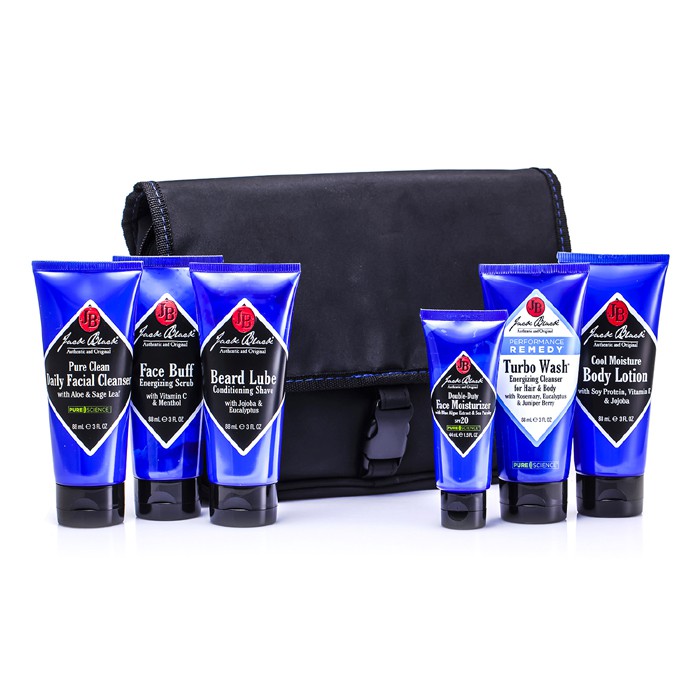Jack Black King Of The Road Travel Pack: Facial Cleanser + Scrub + Conditioning Shave + Moisturizer + Turbo Wash + Body Lotion + Bag 6pcs+1bagProduct Thumbnail