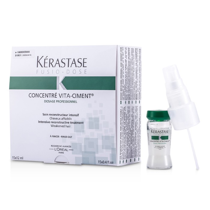 Kerastase Fusio-Dose tập trung Vita-Ciment điều trị tái tạo chuyên sâu (Cho Tóc Yếu) 15x12ml/0.41ozProduct Thumbnail