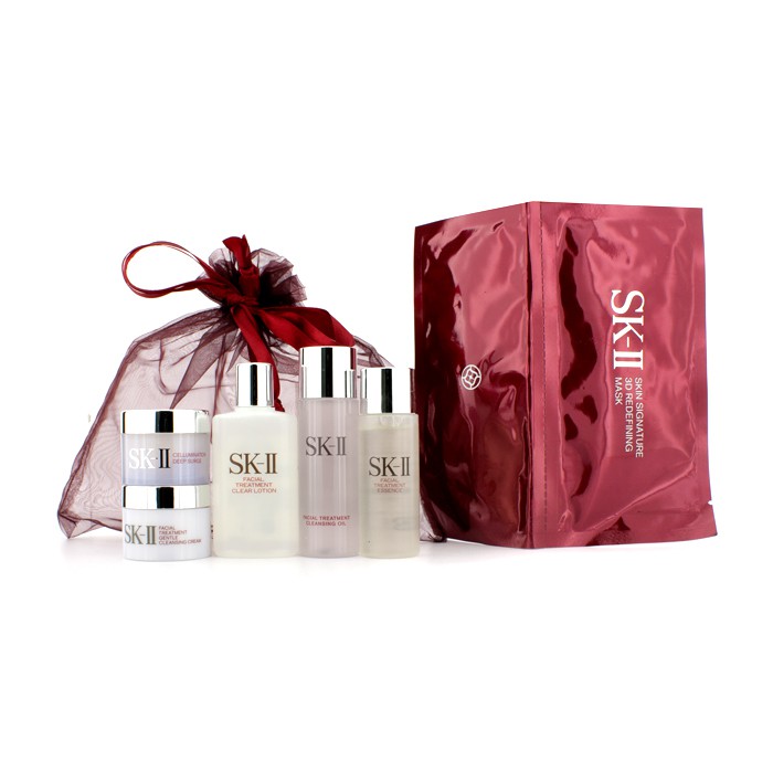 SK II SKII Promotion Set: Clear Lotion 40ml + Cleansing Oil 34ml + Essence 30ml + Gentle Cleansing Cream-Pembersih 15g + Cellumination Deep Surge-Pelembab 15g + Skin Signature 3D Redefining Mask-Masker 6pcsProduct Thumbnail