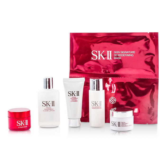 SK II SK II Σετ Προώθησης: Θεραπεία Προσώπου Καθαρή Λοσιόν 40ml + Cellumination Μάκσα σε Λοσιόν 30ml + Ήπιο Καθαριστικό 20γρ + Stempower 15γρ + Καθαριστική Κρέμα 15γρ + Skin Signature 3D Μάσκα Λείανσης 6pcsProduct Thumbnail