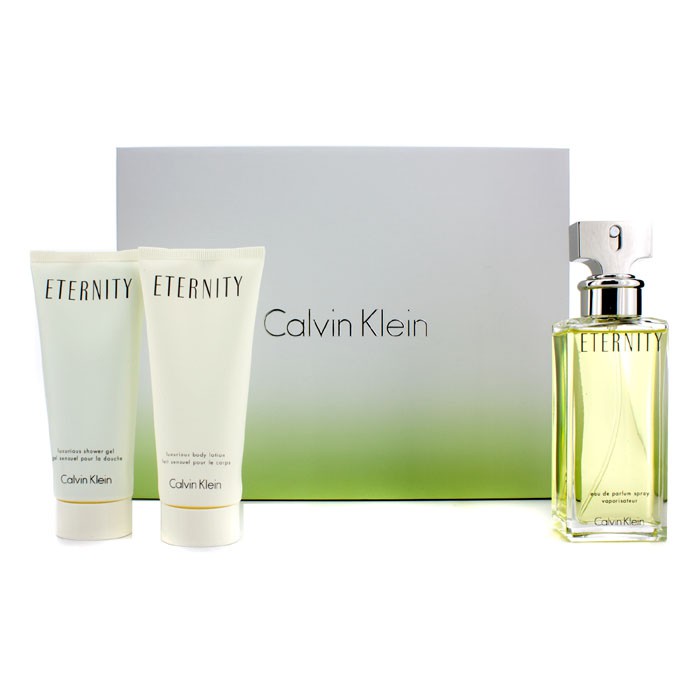 Calvin Klein Eternity szett: Eau De Parfüm spray 100ml/3.4oz + testápoló lotion 100ml/3.4oz + tusolózselé 100ml/3.4oz 3pcsProduct Thumbnail