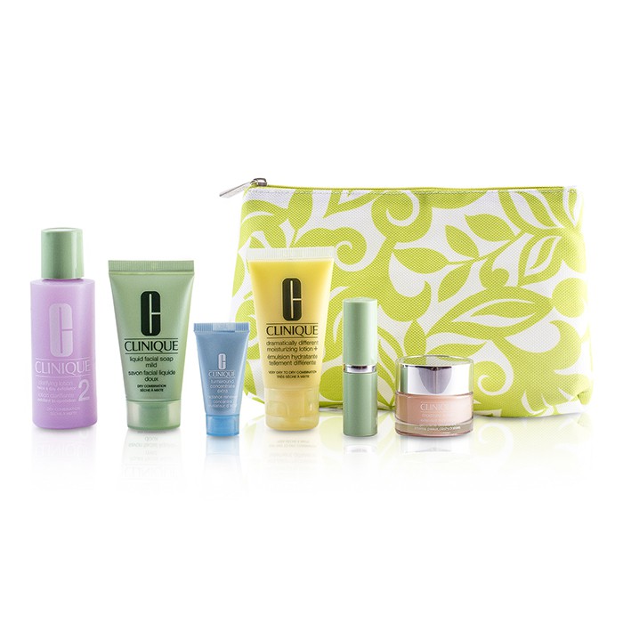 Clinique Travel Set: Facial Soap + Clarifying Lotion #2 + DDML+ + Moisture Surge + Turnaround Concentrate + Lipstick #Blushing Nude + Bag 6pcs+1bagProduct Thumbnail