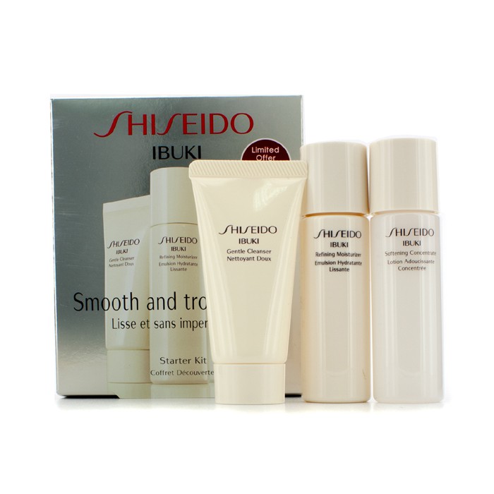Shiseido ชุด IBUKI Starter :ทำความสะอาดผิวอ่อนโยน IBUKI 30ml + ปรับผิวนุ่มเข้มข้น IBUKI 30ml + มอยซ์เจอไรเซอร์ปรับสภาพผิว IBUKI 30ml 3pcsProduct Thumbnail