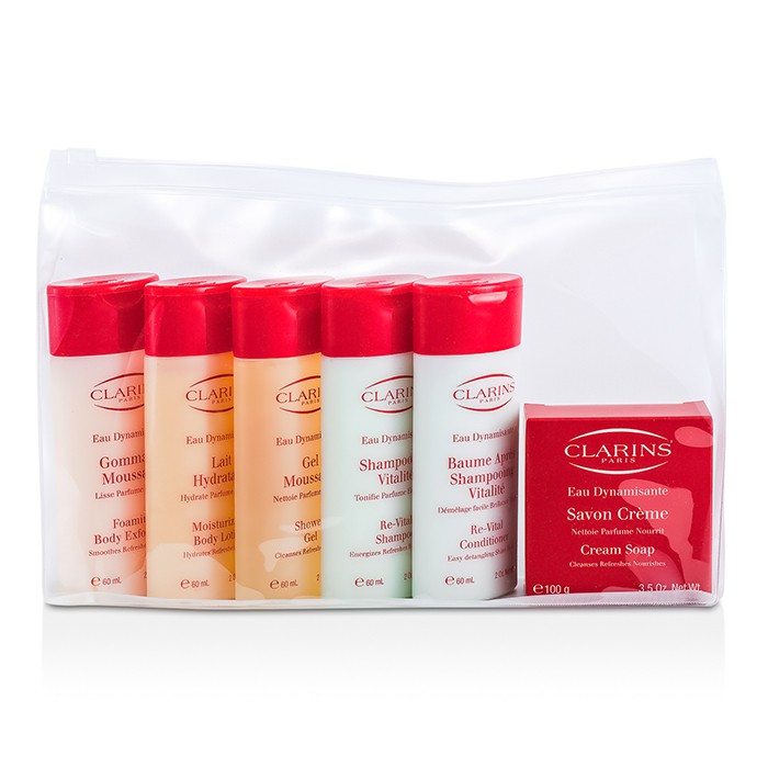 Clarins Eau Dynamisante Body Coffret: Body Exfoliator + Body Lotion + Shower Gel + Shampoo + Conditioner + Soap 6pcsProduct Thumbnail