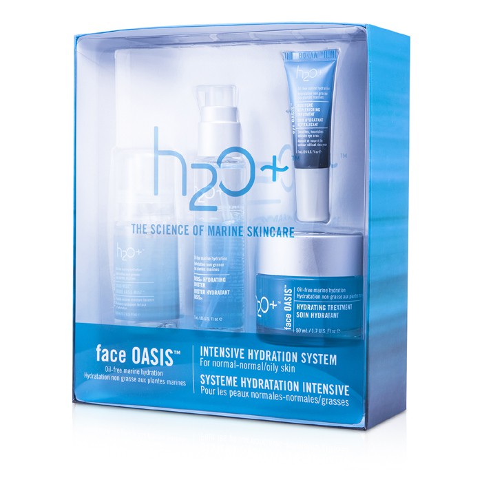 H2O+ Face Oasis Intensive Hydration System: Hydrating Treatment + Oasis Mist + Hydrating Booster + Eye Moisture Replenishing Treatment (Untuk Kulit Normal/Berminyak) 4pcsProduct Thumbnail