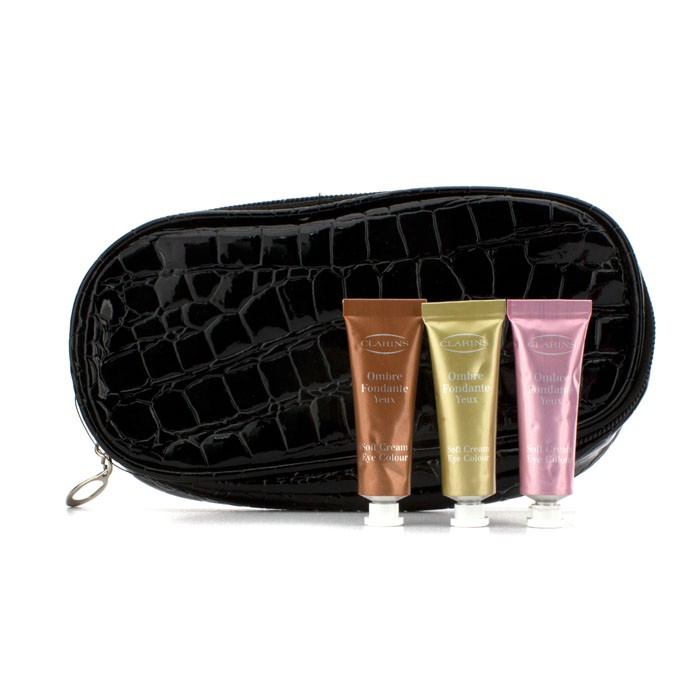 Clarins Soft Cream Eye Color Set (sa crnom kozmetičkom torbicom sa dvostrukim zip zatvaračem) 3pcs+1bagProduct Thumbnail