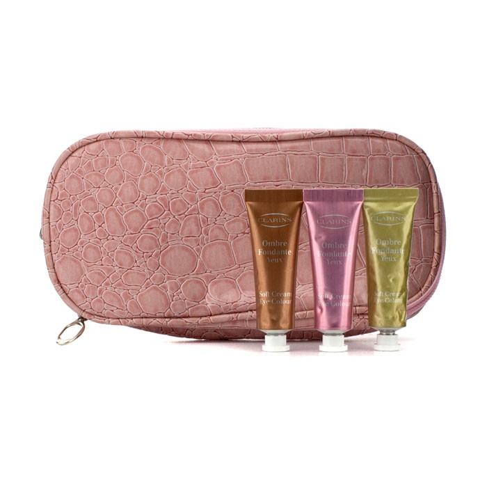 Clarins Zestaw do makijażu w różowej kosmetyczce Soft Cream Eye Color Set (With Double Zip Pink Cosmetic Bag) 3pcs+1bagProduct Thumbnail