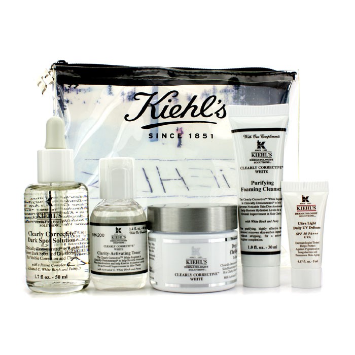 Kiehl's Set Dermatologist Solutions: posvetlitvena krema + serum proti pigmentnim madežem + tonik + čistilna pena + krema za sončenje + torbica 5pcs+1bagProduct Thumbnail