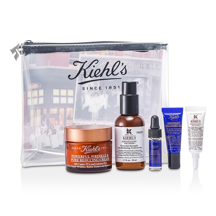 Kiehl's Powerful Wrinkle Anti-Aging Set: Powerful Cream 50ml + Concentrate 50ml + Wrinkle Filler 5ml + Concentrate 4ml + Recovery Eye 3ml + Tas 5pcs+1bagProduct Thumbnail