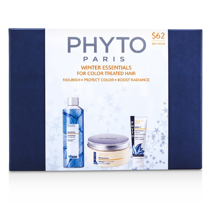 Phyto ზამთრის აუცილებელი საშუალებები (შეღებილი თმისთვის): Phytocitrus შამპუნი 200მლ + Phytocitrus ნიღაბი 200მლ + ფიტო 7 50მლ 3pcsProduct Thumbnail