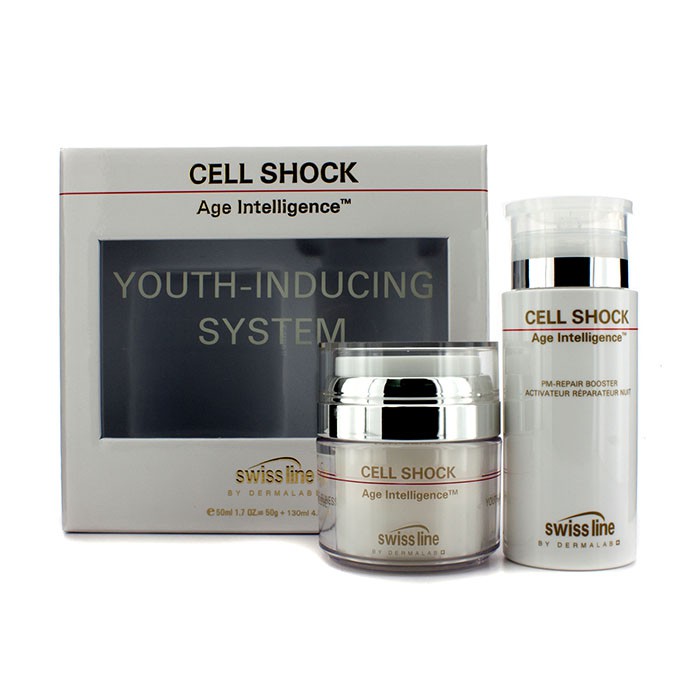 Swissline Cell Shock Age-Intelligence Youth-Inducing System: Ungdoms Induksjonskrem 130ml + PM-Reparerende Booster 50ml 2pcsProduct Thumbnail