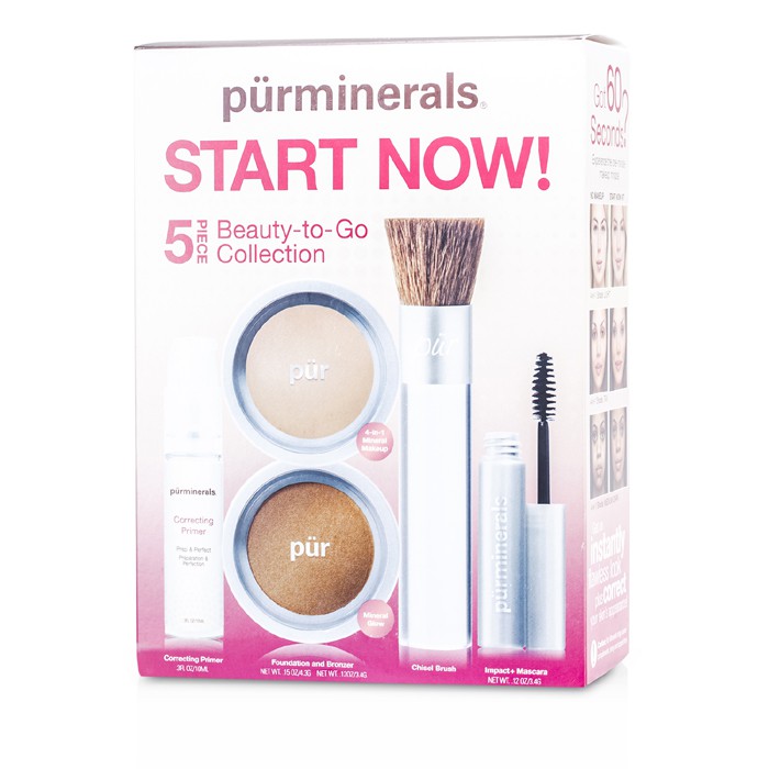PurMinerals Start Now 5 Piece Beauty To Go Collection (Primer, Pressed Bedak, Mineral Glow, Maskara, Chisel Berus) 5pcsProduct Thumbnail