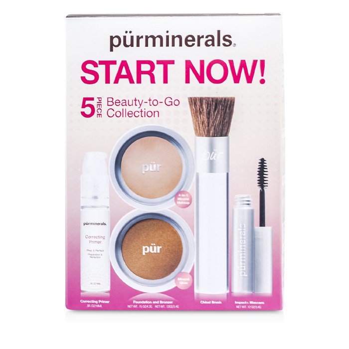 PurMinerals Start Now 5 Piece Beauty To Go Collection (Primer, Pressed Powder, Mineral Glow, Mascara, Chisel Brush) 5pcsProduct Thumbnail