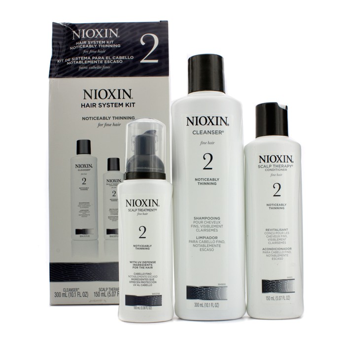 Nioxin System 2 System Kit For Fine & Noticeably Thinning Hair : Cleanser 300ml+Therapy 150ml+Treatment 100ml (Box Slightly Damaged) 3pcsProduct Thumbnail