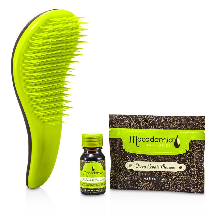 Macadamia Natural Oil No Tangle Brush Set : Cepillo Pre Peinado (Verde) + Máscara Reparadora Profunda 15ml + Tratamiento Sanador de Aceite 10ml 3pcsProduct Thumbnail