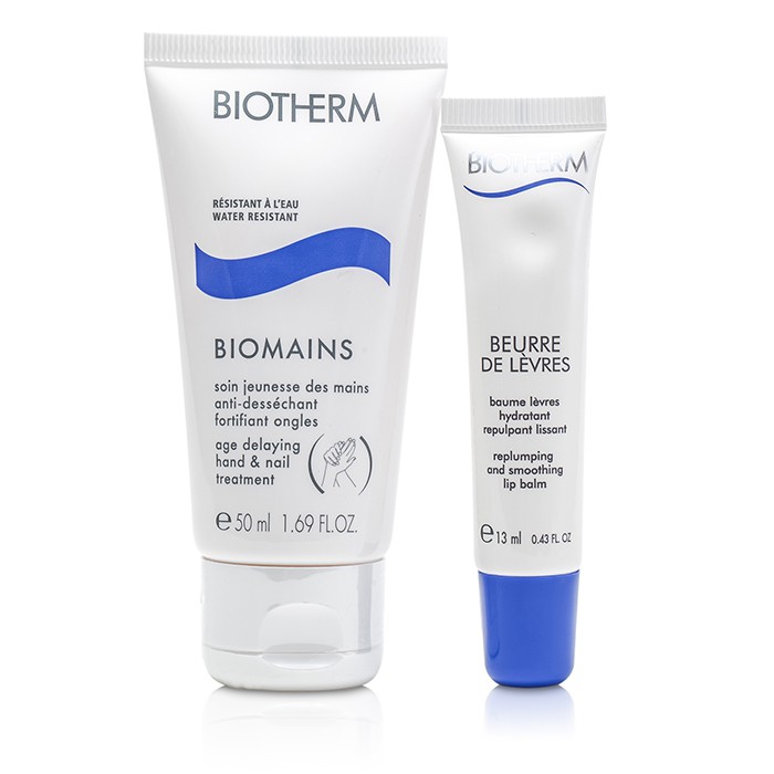 Biotherm Starter Kit: Biomains Age Delaying Hand & Nail Treatment 50ml + Beurre De Levres Replumping And Smoothing Lip Balm 13ml 2pcsProduct Thumbnail