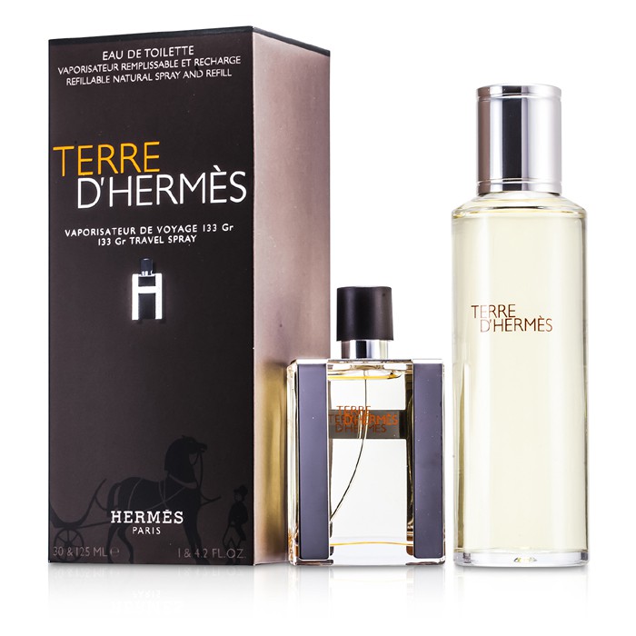 Hermes Terre D'Hermes Eau De Toilette täytettävä suihke 30ml/1oz + täyte 125ml/4.2oz 2pcsProduct Thumbnail