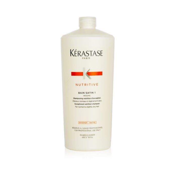 Kerastase - Nutritive Bain Satin 1 Exceptional Nutrition Shampoo (For Normal to Slightly Hair) 1000ml/34oz Dry Hair | Free Worldwide Shipping Strawberrynet USA
