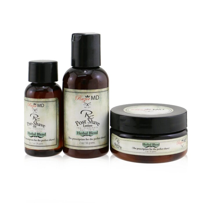 Razor MD RX Shave Trio (Herbal Blend): Post Shave Lotion 60ml + Pre Shave Oil 30ml + Shave Cream 60ml 3pcsProduct Thumbnail