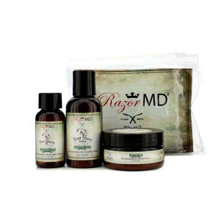 Razor MD RX Shave Trio (Herbal Blend): Post Shave Lotion 60ml + Pre Shave Oil 30ml + Shave Cream 60ml 3pcsProduct Thumbnail