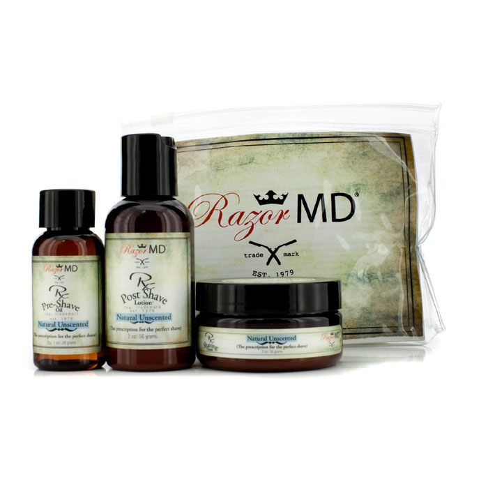 Razor MD RX Shave Trio (Natural Unscented): Post Shave Lotion 60ml + Pre Shave Oil 30ml + Shave Cream 60ml 3pcsProduct Thumbnail