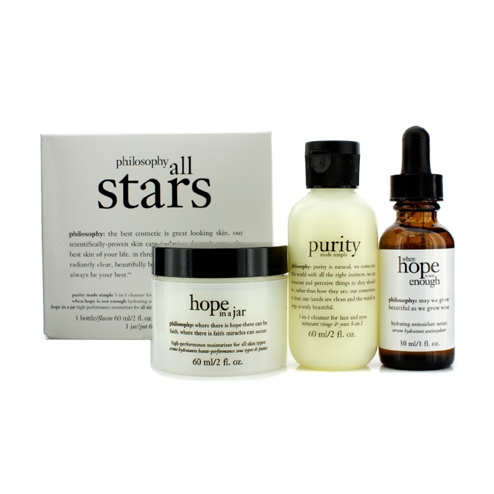 Philosophy All Stars Kit: Purity Made Simple Demachiant 60ml/2oz + When Hope Is Not Enough Ser 30ml/1oz + Hope In A Jar 60ml/2oz 3pcsProduct Thumbnail
