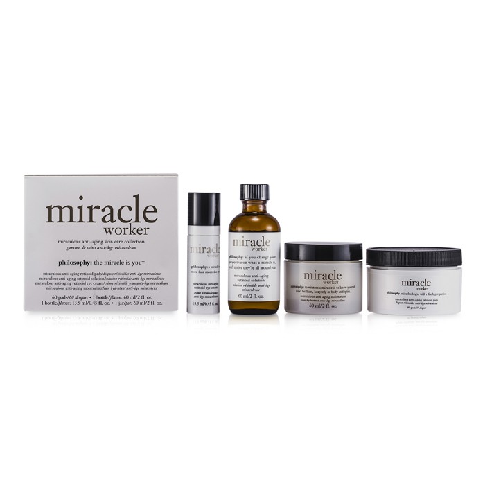Philosophy Miracle Worker Miraculous Anti-Aging Skin Care Collection: Retinoid Solution + Retinoid Pads + Mositurizer + Eye Cream 4pcsProduct Thumbnail