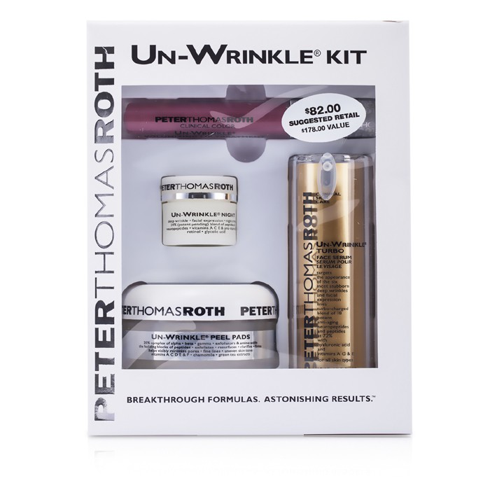 Peter Thomas Roth Un-Wrinkle Kit: Peel Pads 20pads + Turbo Face Serum 15ml/0.5oz + Night Cream 8g/0.3oz + Lip Treatment 4ml/0.15oz 4pcsProduct Thumbnail