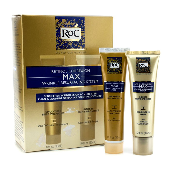 ROC Retinol Correxion Max Wrinkle Resurfacing System: Anti-Wrinkle Treatment-Anti Keriput 30ml + Resurfacing Serum 30ml (Box Sedikit Rusak) 2pcsProduct Thumbnail