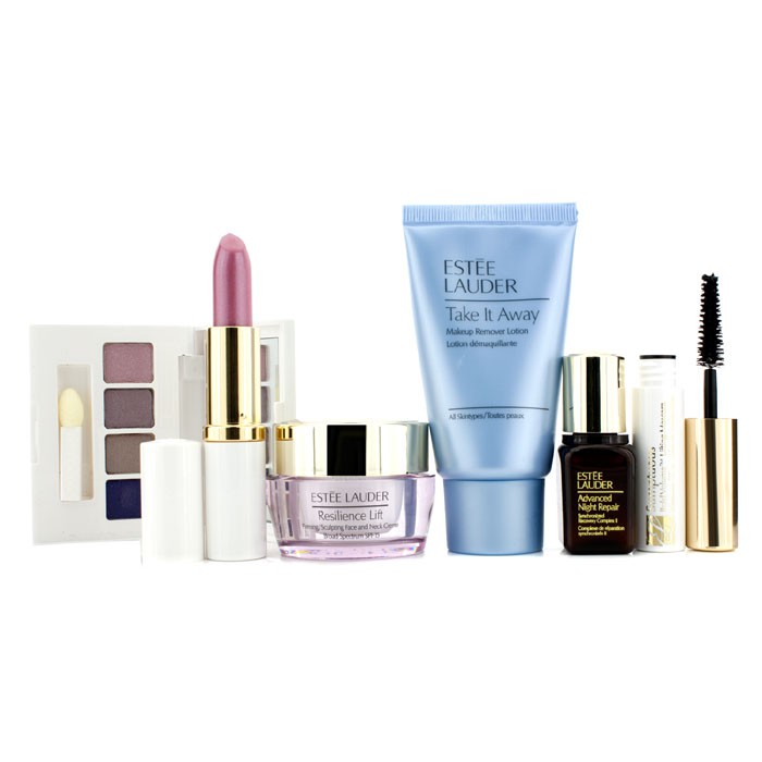 Estee Lauder Travel Set: Makeup Remover + Resilience Lift Face & Neck Cream + ANR II + EyeShadow Palette + Mascara #01 + Lipstick #61 + Bag 6pcs+1bagProduct Thumbnail