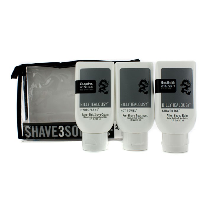 Billy Jealousy Shave3Some: Hydroplane Super Slick Shave Cream 88ml + Hot Towel Pre Shave Treatment 88ml + Shaved Ice After Shave Balm 103ml 3pcsProduct Thumbnail