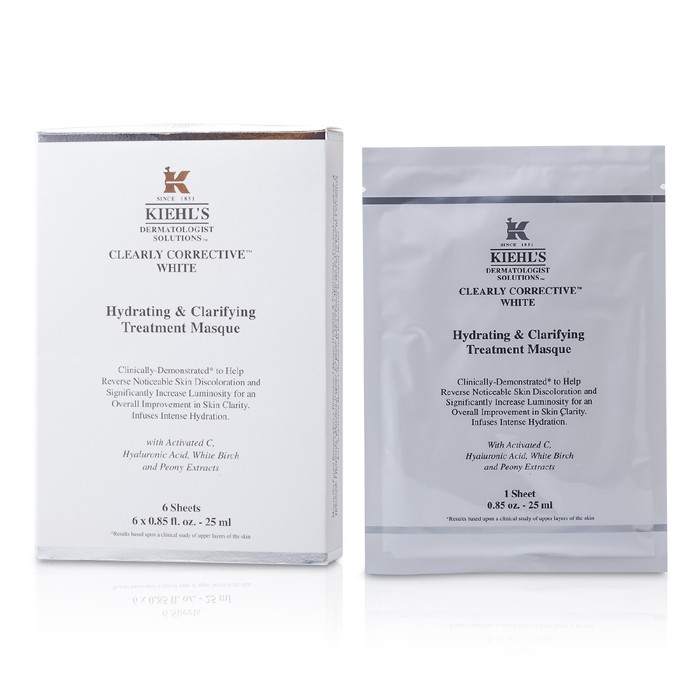 Kiehl's Clearly Corrective White Hydrating & Clarifying Treatment Masque (6 Sheets) 6x25ml/0.85ozProduct Thumbnail