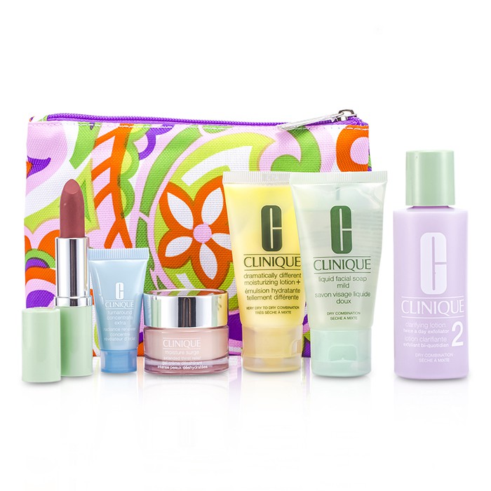 Clinique Travel Set: Liquid Soap + Clarifying Lotion #2 + DDML+ + Moisture Surge + Turnaround Concentrate + Lipstick #12 + Bag 6pcs+1bagProduct Thumbnail