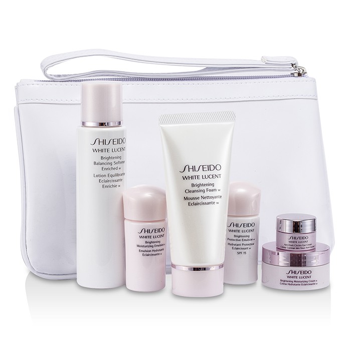 Shiseido White Lucent კომპლექტი: გამწმენდი ქაფი 50მლ+დამარბილებელი 75მლ+ემულსია SPF15 15მლ+ემულსია 15მლ+კრემი 18მლ+თვალის კრემი 2.5მლ+ჩანთა 6pcs+1bagProduct Thumbnail
