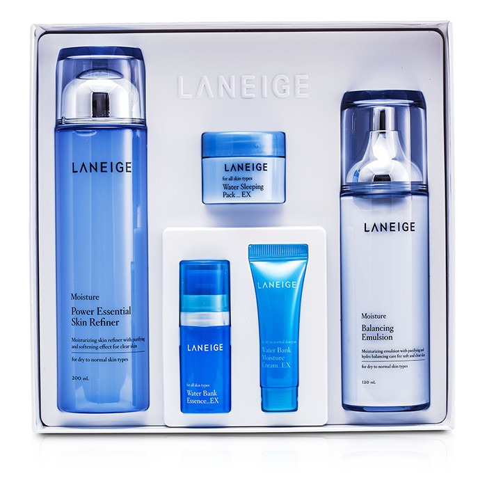 라네즈 Laneige New Basic Duo Set (Moisture): Skin Refiner + Emulsion + Sleeping Pack EX + Essence EX + Moisture Cream EX 5pcsProduct Thumbnail