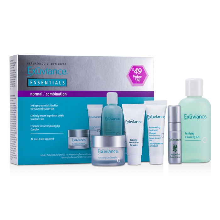 Exuviance Essentials Kit (Normal/ Combination): Cleansing Gel + Eye Complex + Masque + Evening Complex + Perfect 10 Serum 5pcsProduct Thumbnail
