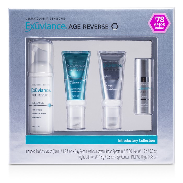 Exuviance Zestaw Age Reverse Introductory Collection: BioActiv Wash + Day Repair + Night Lift + Eye Contour 4pcsProduct Thumbnail