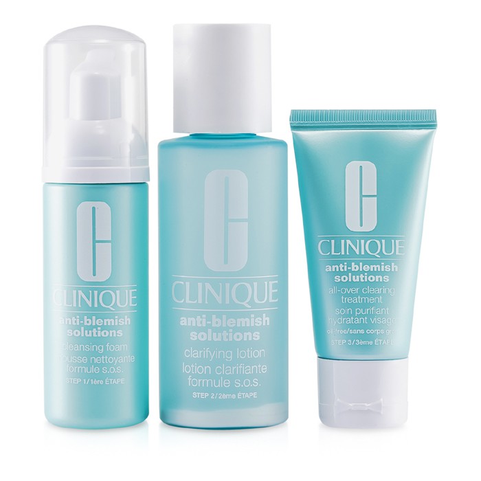 Clinique Anti-Blemish Solutions 3-Step System: Cleansing Foam + Clarifying Lotion + Moisturizer (Box Slightly Damaged) 3pcsProduct Thumbnail