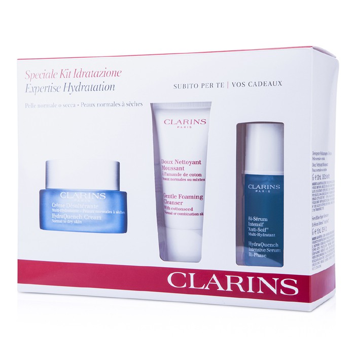Clarins Expertise Hydratation Set: HydraQuench Cream-Krim + Foaming Cleanser-Pembersih + HydraQuench Bi-Phase Serum 3pcsProduct Thumbnail